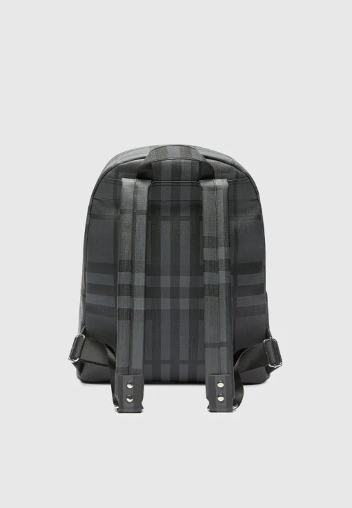 Vegan Leather Check Backpack - Grey