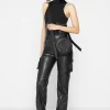 Vegan Leather Embossed Eiffel Bag - Black