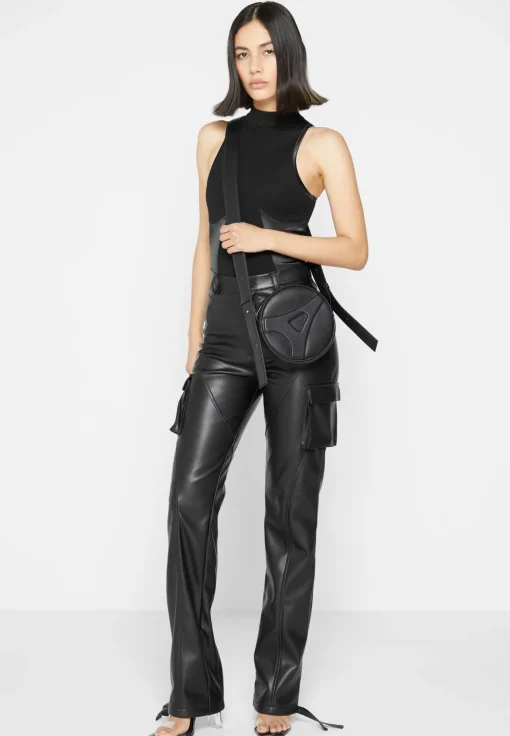 Vegan Leather Embossed Eiffel Bag - Black