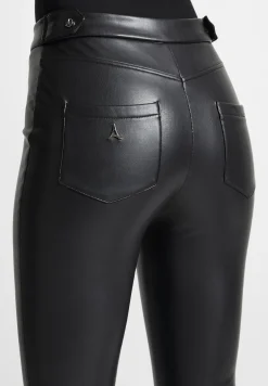 Vegan Leather Mini Flared Leggings - Black