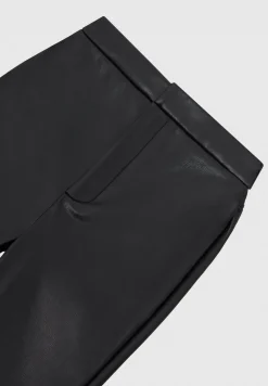 Vegan Leather Mini Flared Leggings - Black