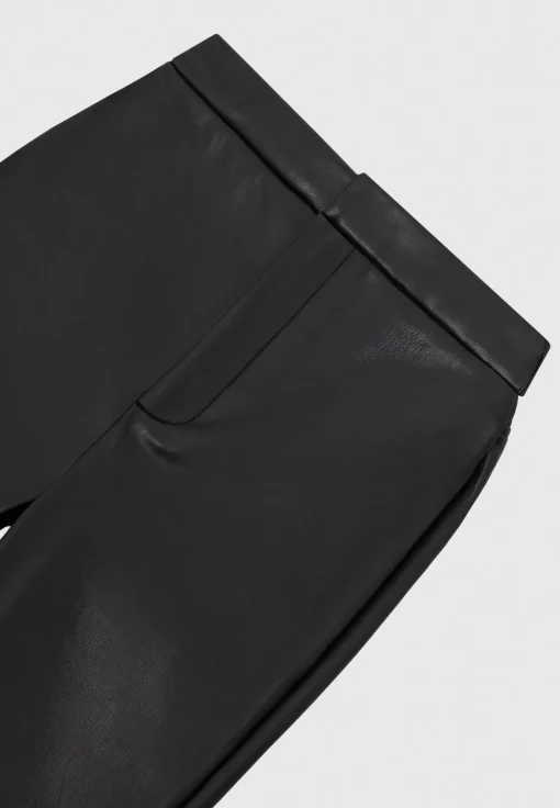 Vegan Leather Mini Flared Leggings - Black