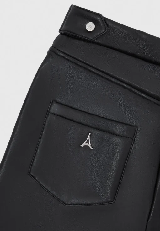 Vegan Leather Mini Flared Leggings - Black