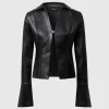 Vegan Leather Shirt with Clasp - Black