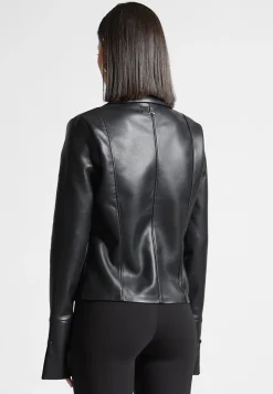 Vegan Leather Shirt with Clasp - Black