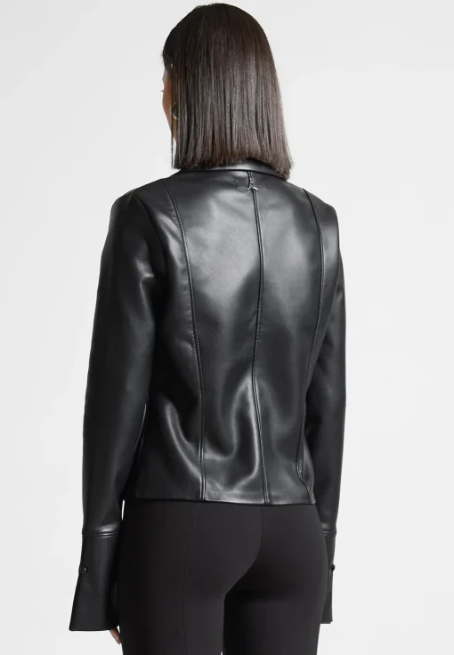 Vegan Leather Shirt with Clasp - Black