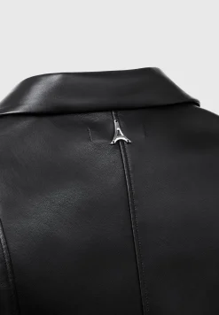Vegan Leather Shirt with Clasp - Black