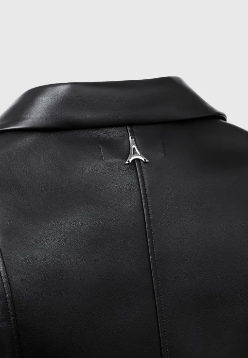 Vegan Leather Shirt with Clasp - Black