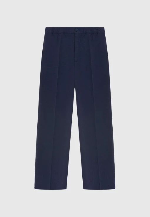 Waffle Seersucker Trousers - Navy