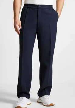 Waffle Seersucker Trousers - Navy