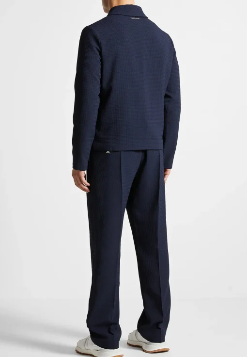 Waffle Seersucker Trousers - Navy
