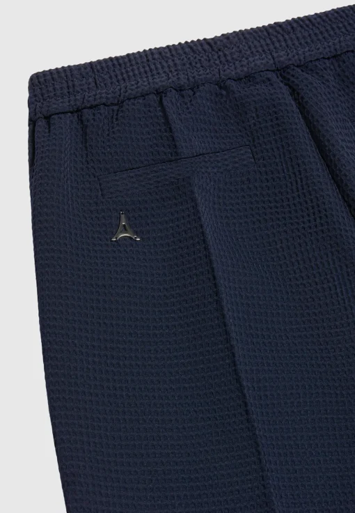 Waffle Seersucker Trousers - Navy