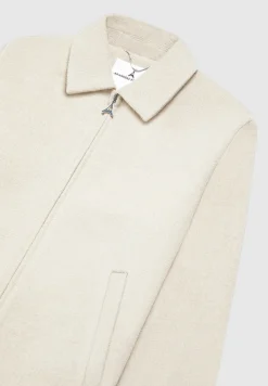 Wool Blend Boxy Jacket - Beige