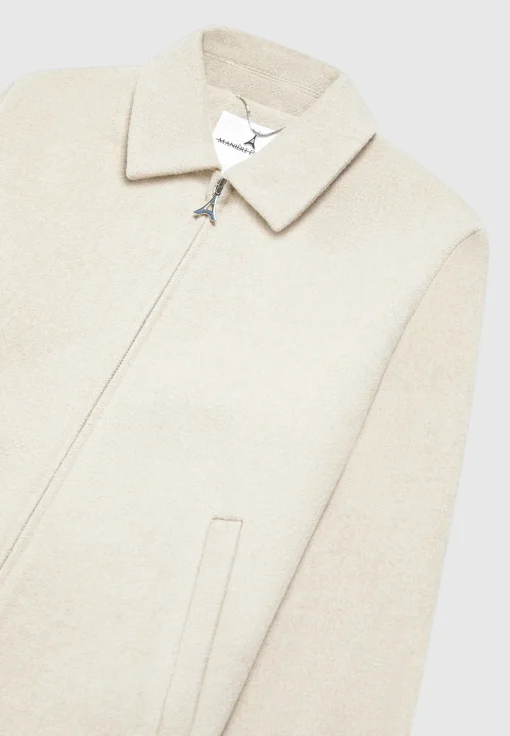 Wool Blend Boxy Jacket - Beige