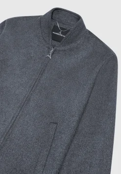Wool Blend Marl Bomber Jacket - Charcoal Grey