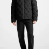 Woven Interlock Puffer Jacket - Black
