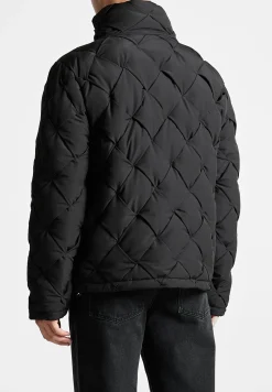 Woven Interlock Puffer Jacket - Black