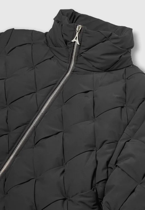Woven Interlock Puffer Jacket - Black